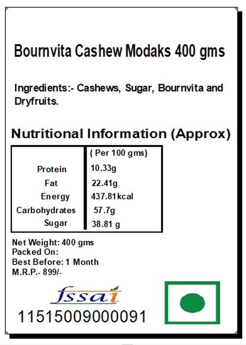 Ghasitaram Gifts Ghasitaram Gifts Sweets Ganesha Chaturthi Gifts Modaks Bournvita Cashew Modaks 400 gms
