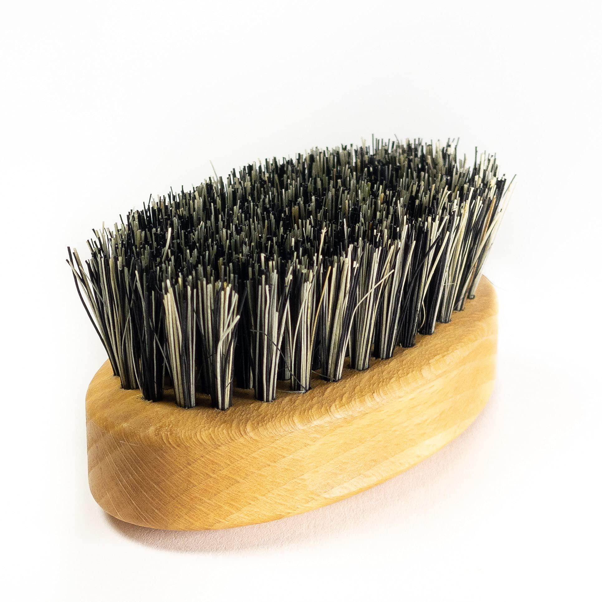 ZilberHaar ZilberHaar - Elemental Beard Brush for Men and Mustache Brush - Stiff Natural Bristles and Beech wood - 100% Animal free - Made in Germany - 3 inches long