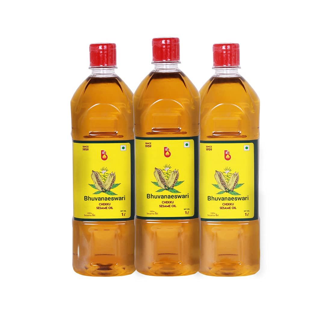 Bhuvanaeswari Bhuvanaeswari Cold Pressed Sesame Oil/Gingelly Oil, 1000 ml (Pack of 3)