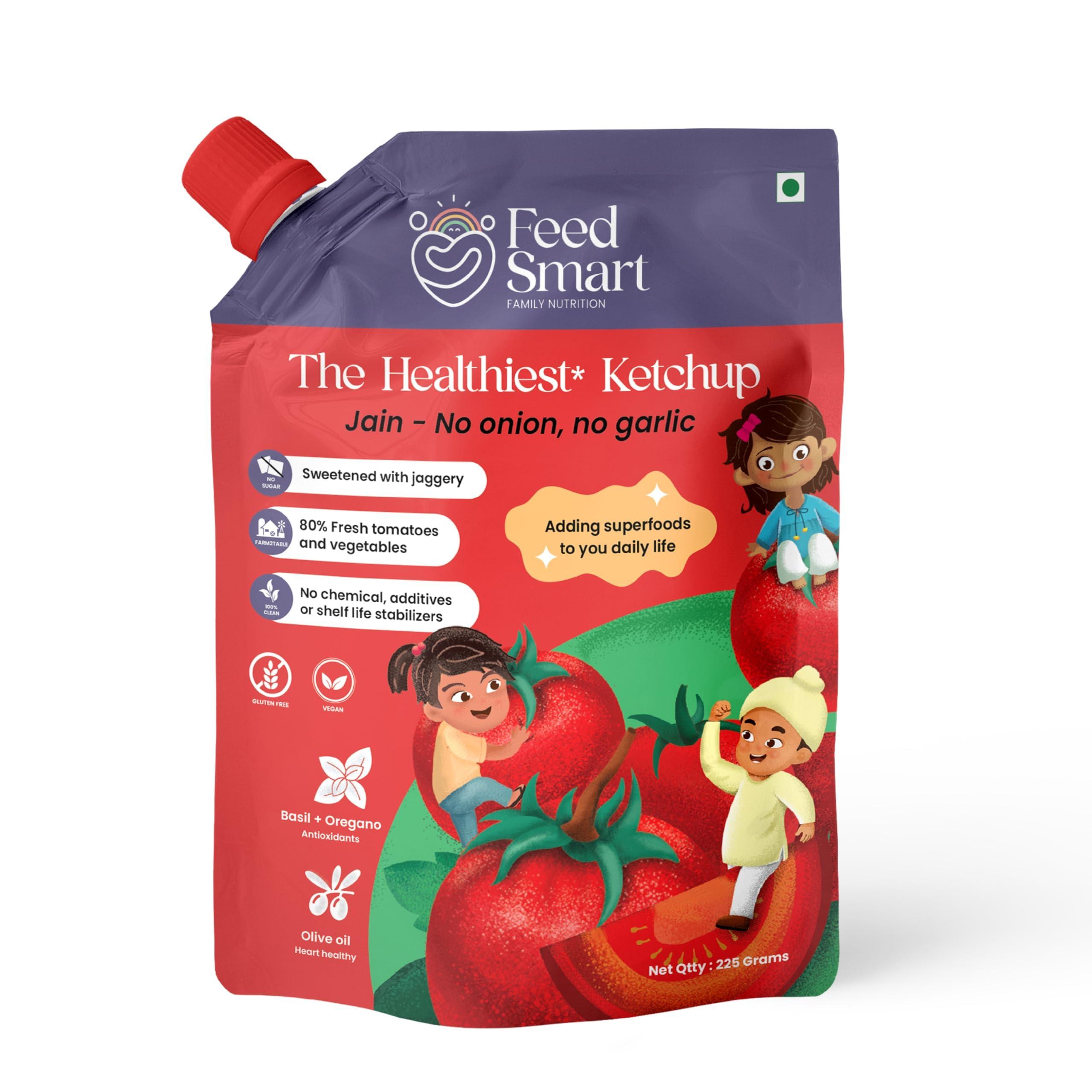 FeedSmart Feed Smart I Can\'t Get Enough Combo with The Healthiest Jain Ketchup and Chocolita Chocolate Spread - Pack of 2 (225 grams each)