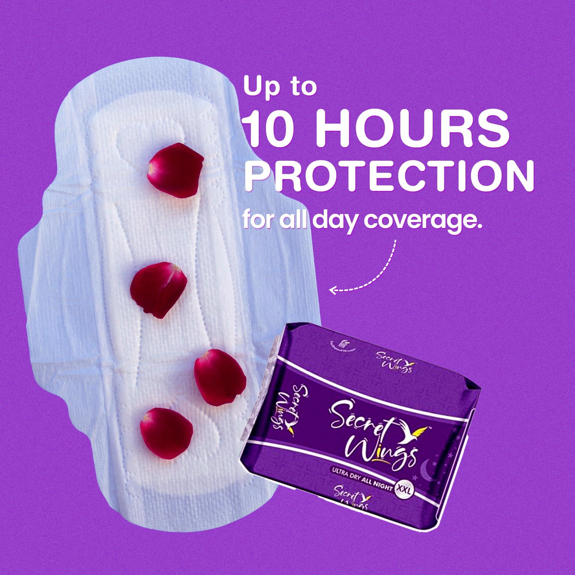 Secret Wings Secret Wings Ultra Dry All Night Sanitary Napkin Pad Absorbs 2x more with Wings XXL 320mm for Night Use Extra Comfort For Women And Girl (Pack of 3-21 Pads)