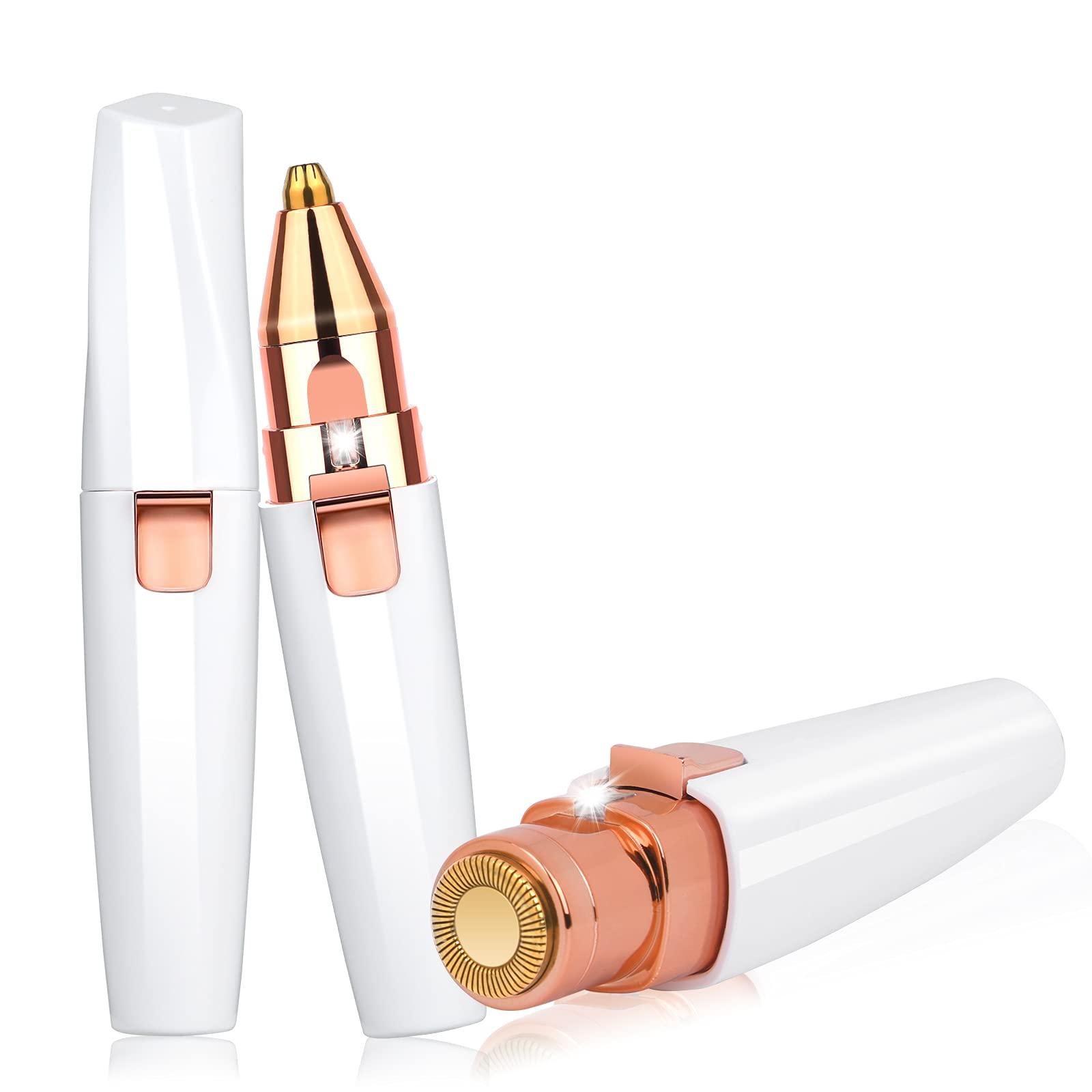 URAQT Facial Hair Remover for Women, 2 in 1 Eyebrow Trimmer & Face Hair Remover, Rechargeable Waterproof Painless Lady Shaver for Lips Nose Face Body Peach Fuzz