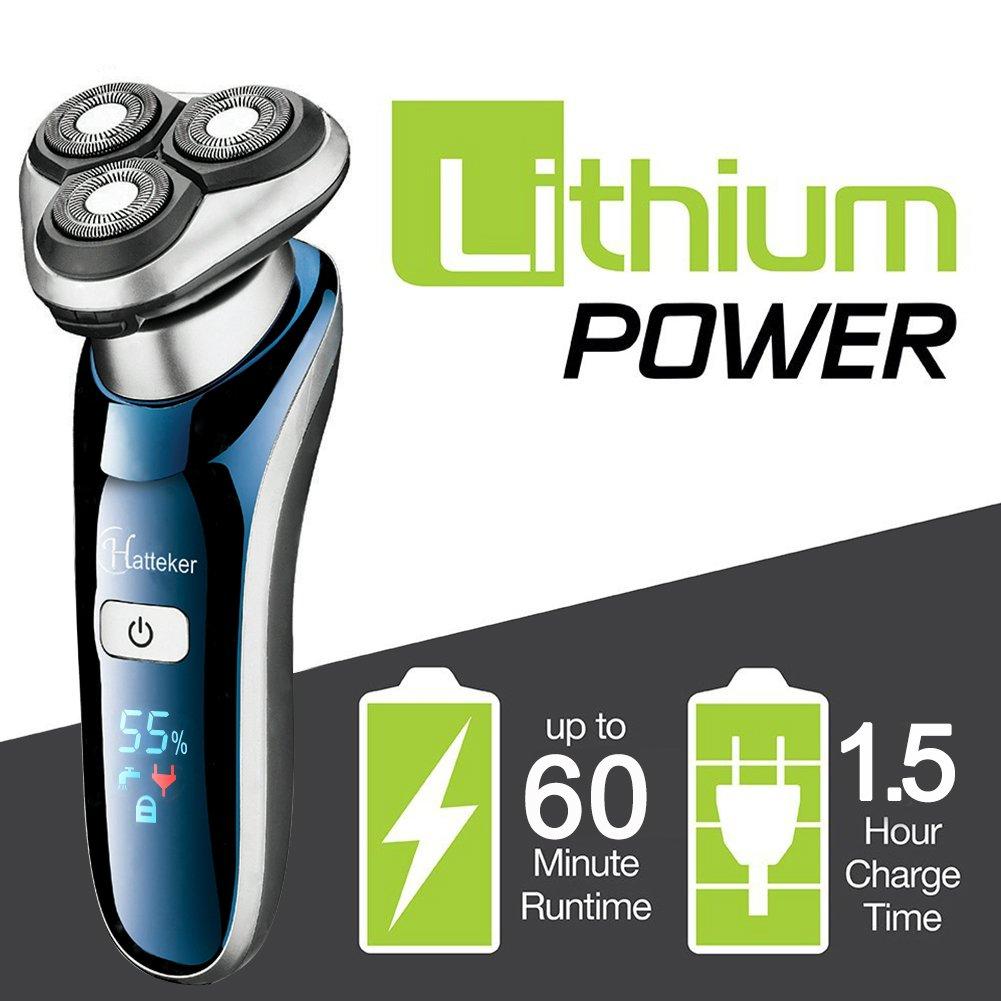 Hatteker Hatteker Professional Electric Shaver Razor For Men 4 in 1 Beard Trimmer Wet Dry Rotary Shaver Cordless Hair Trimmer Nose Hair Trimmer Facial Cleaning Brush Waterproof USB Rechargeable Best Gift