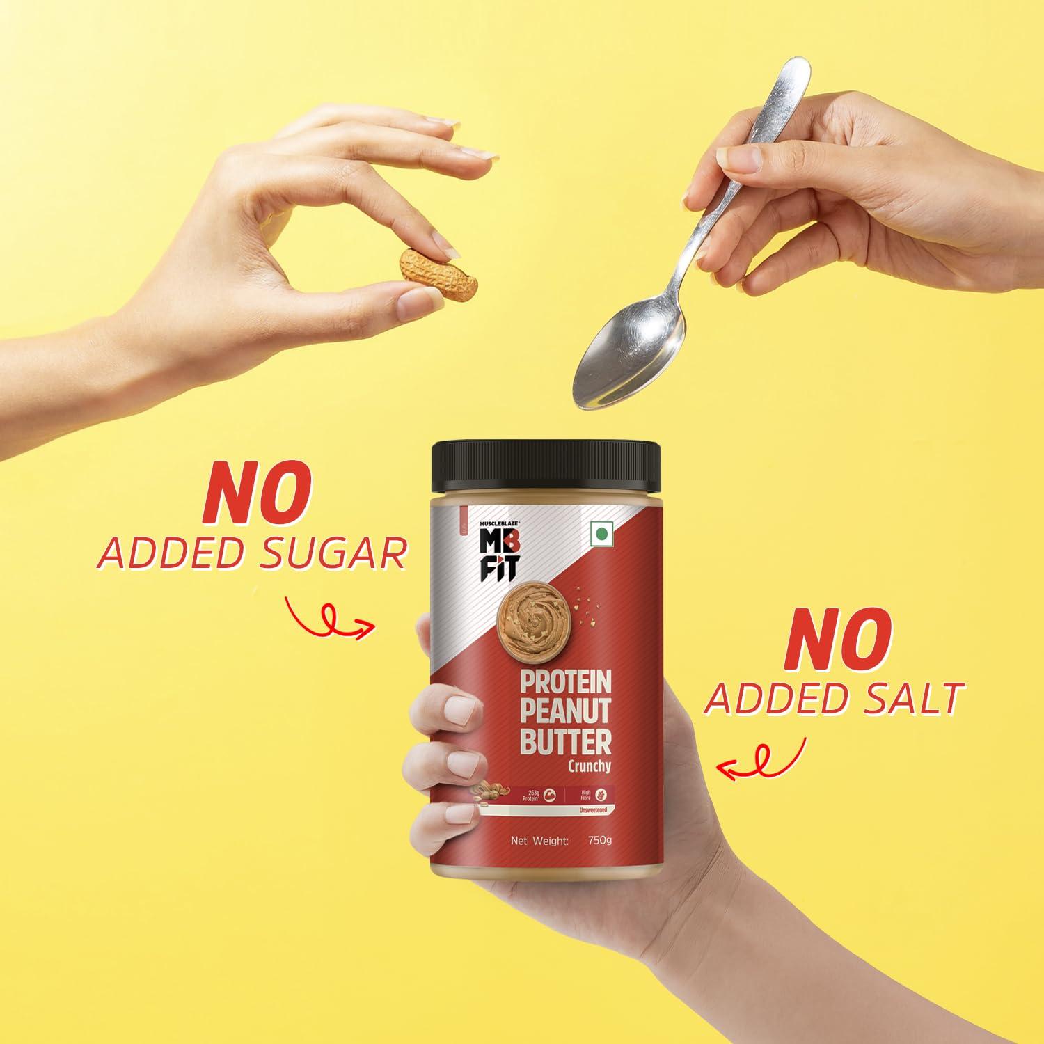 MuscleBlaze MuscleBlaze Fit High Protein Natural Peanut Butter, Crunchy (Unsweetened, 750g) | 35g Protein | With Whey Protein Concentrate