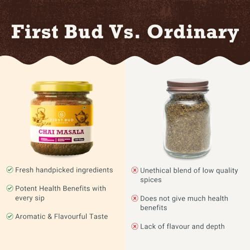 First Bud Organics First Bud Organics Authentic Chai Masala Spice Blend - 100gm | Aromatic & Flavorful Chai Masala, Perfect for Traditional Indian Tea | Chai Masala Powder for Tea, All-Natural Ingredients