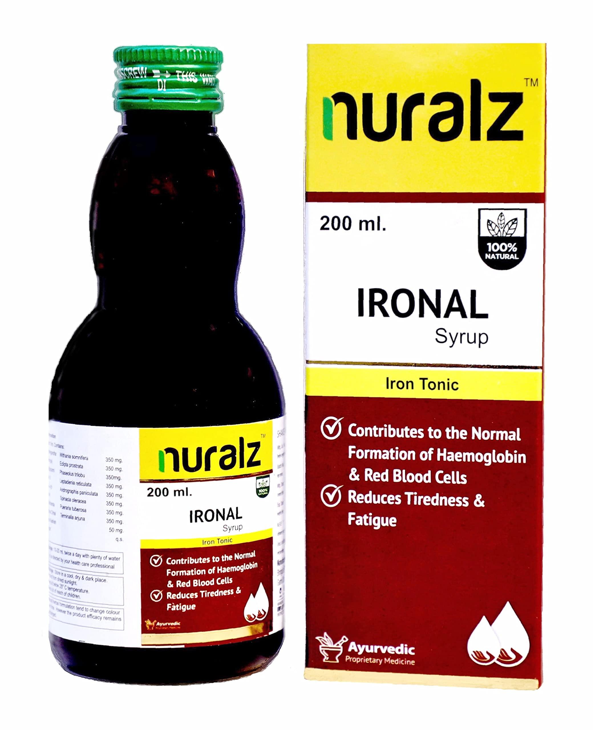 Nuralz Nuralz Ironal Syrup - Iron Tonic, Haemoglobin, Red Blood Cells, Tiredness & Fatigue (200 ml)