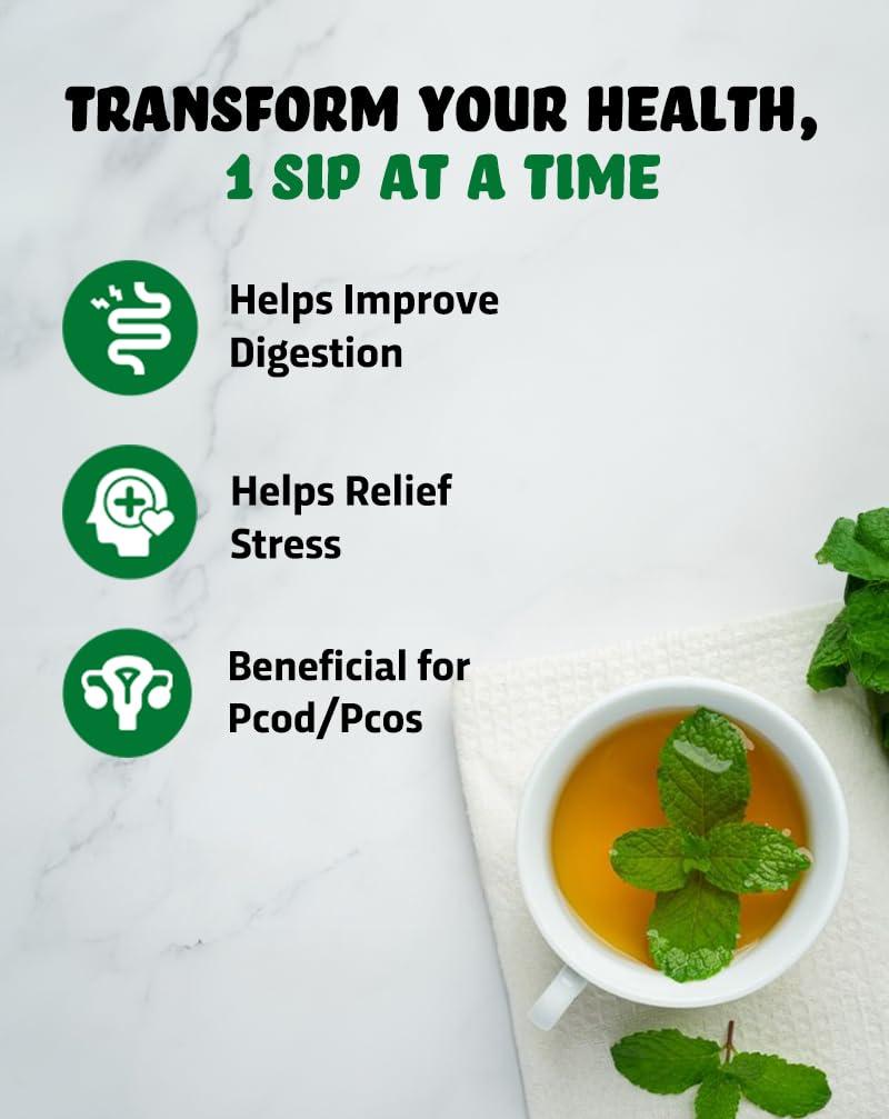 True Elements True Elements Spearmint Herbal Tea 100Gm - Tea For Pcos | Caffeine Free | Helps With Women Health | Loose Leaves
