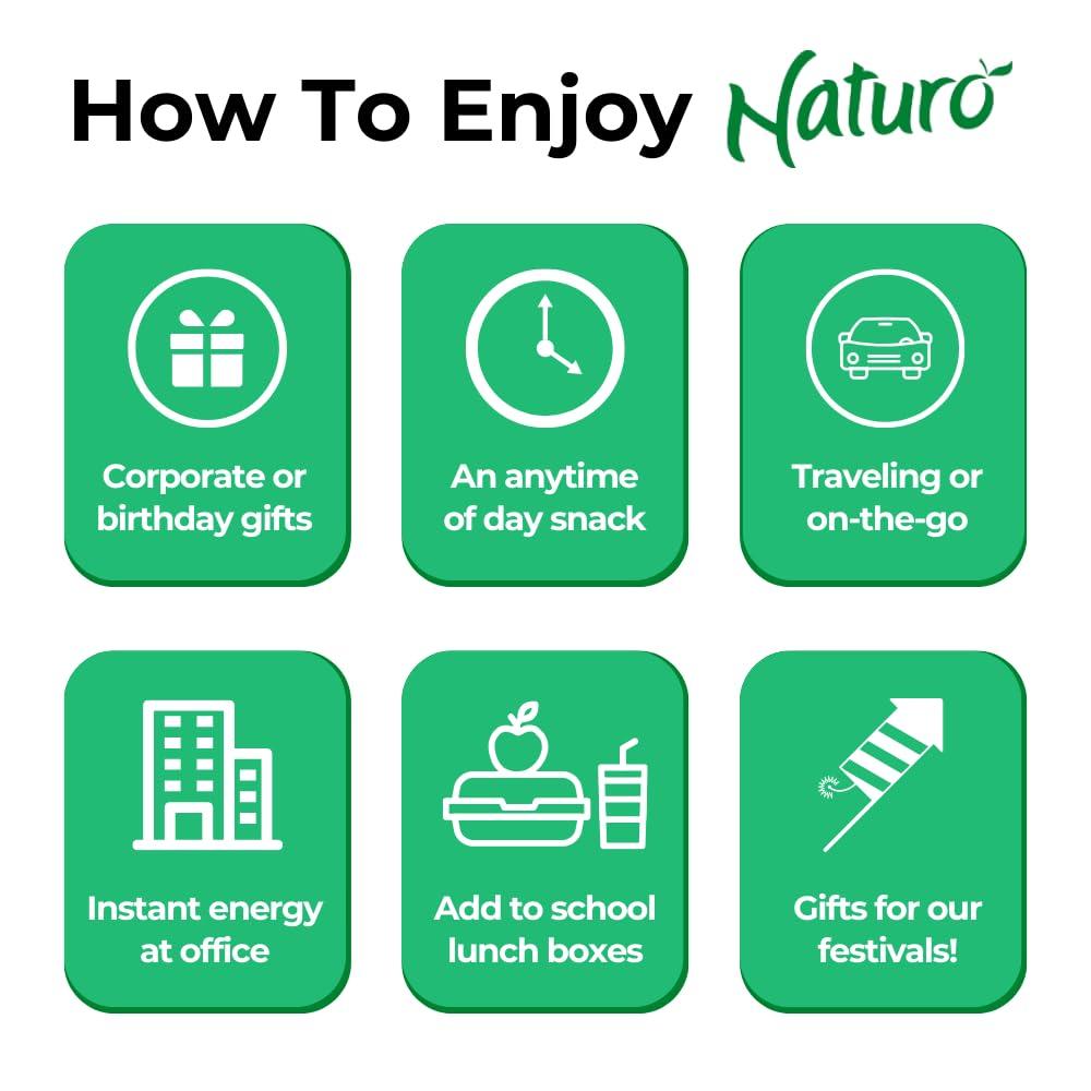 Naturo Naturo Assorted Fruit Bars Gift Box (Green) | Pack of 5 Gift Boxes (20 Fruit Bars per box) | Mango + Apple + Guava + Raw Mango + Mixed Fruit | No Preservatives, Artificial Colour or Flavours