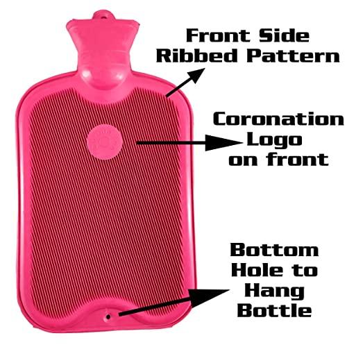 CORONATION Coronation 1.5 Litres Leakproof Rubber Hot Water Bottle for Pain Relief One Side Ribbed (Backpain, Neckpain, Stomachpain) (Pink)