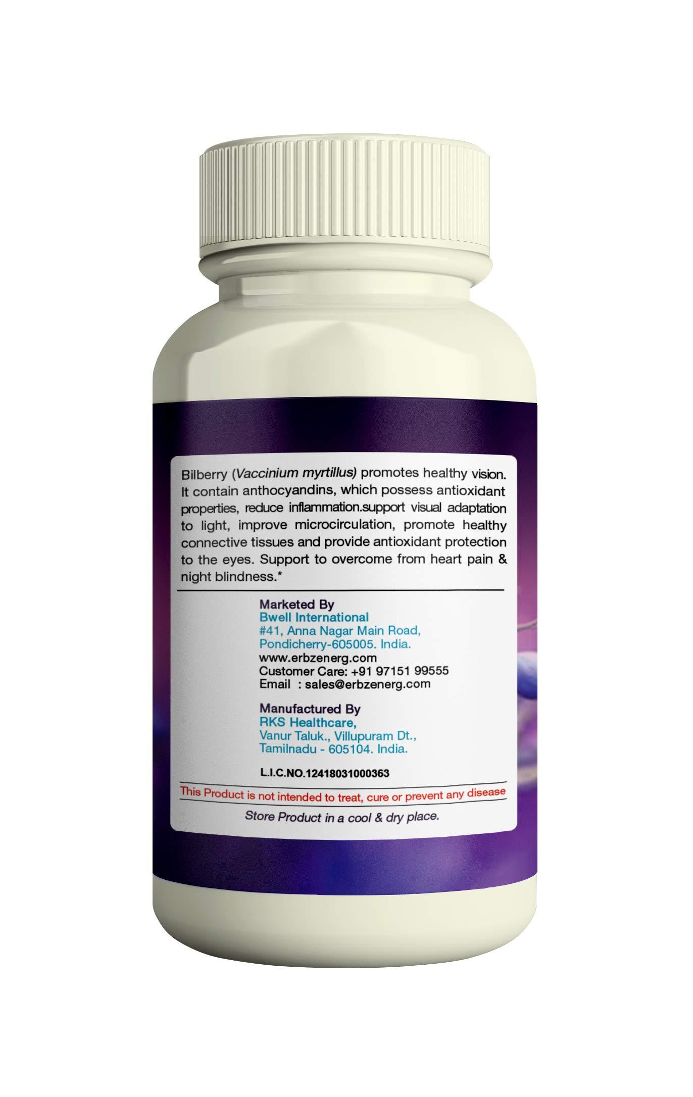 ERBZENERG ERBZENERG® Bilberry Extract (Vaccinium myrtillus) Whortleberry 60 Capsule 500mg (Pack of 2)