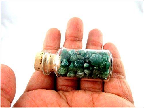 Jet International Crystal Jet Green Mica Chips Mini Glass Bottle Gemstone Reiki Chakra Balancing Holistic Spiritual