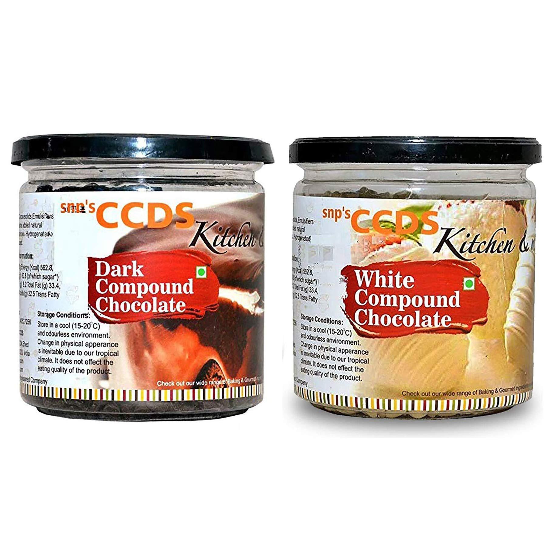CCDS CCDS Compound Dark Chocolate and White Chocolate Gourmet Chips for Baking and Garnishing Cakes Cookies Combo