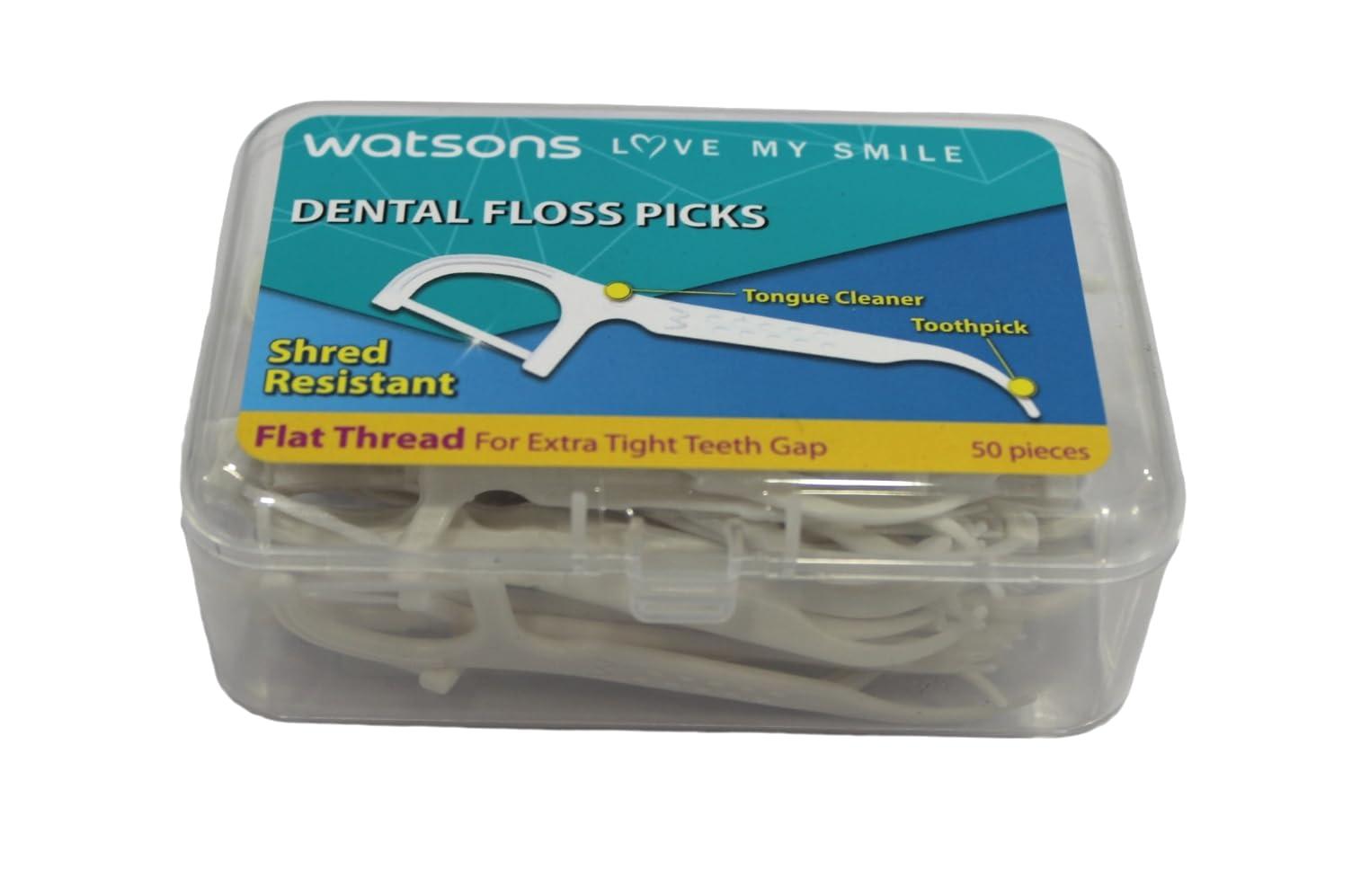 Watsons Watsons Dental Floss Flat Thread Shred Resistant 50 Picks (THAILAND)