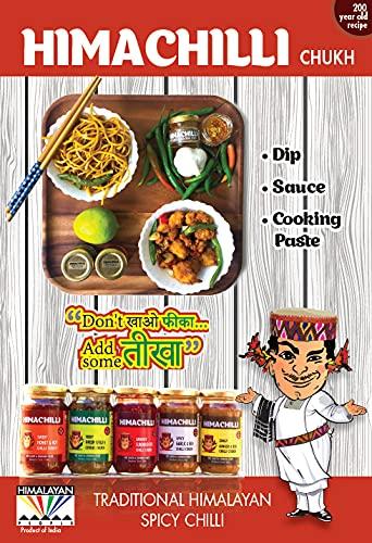 HIMACHILLI HIMACHILLI Green Chilli Chukh and Garlic Chilli Chukh Traditional Chamba Chukh from Himachal Pradesh- Fiery, Hot, Citrus, Green Chilli Pickle, Paste & Marinade - Pack of 2, (Each Bottle 200gm)
