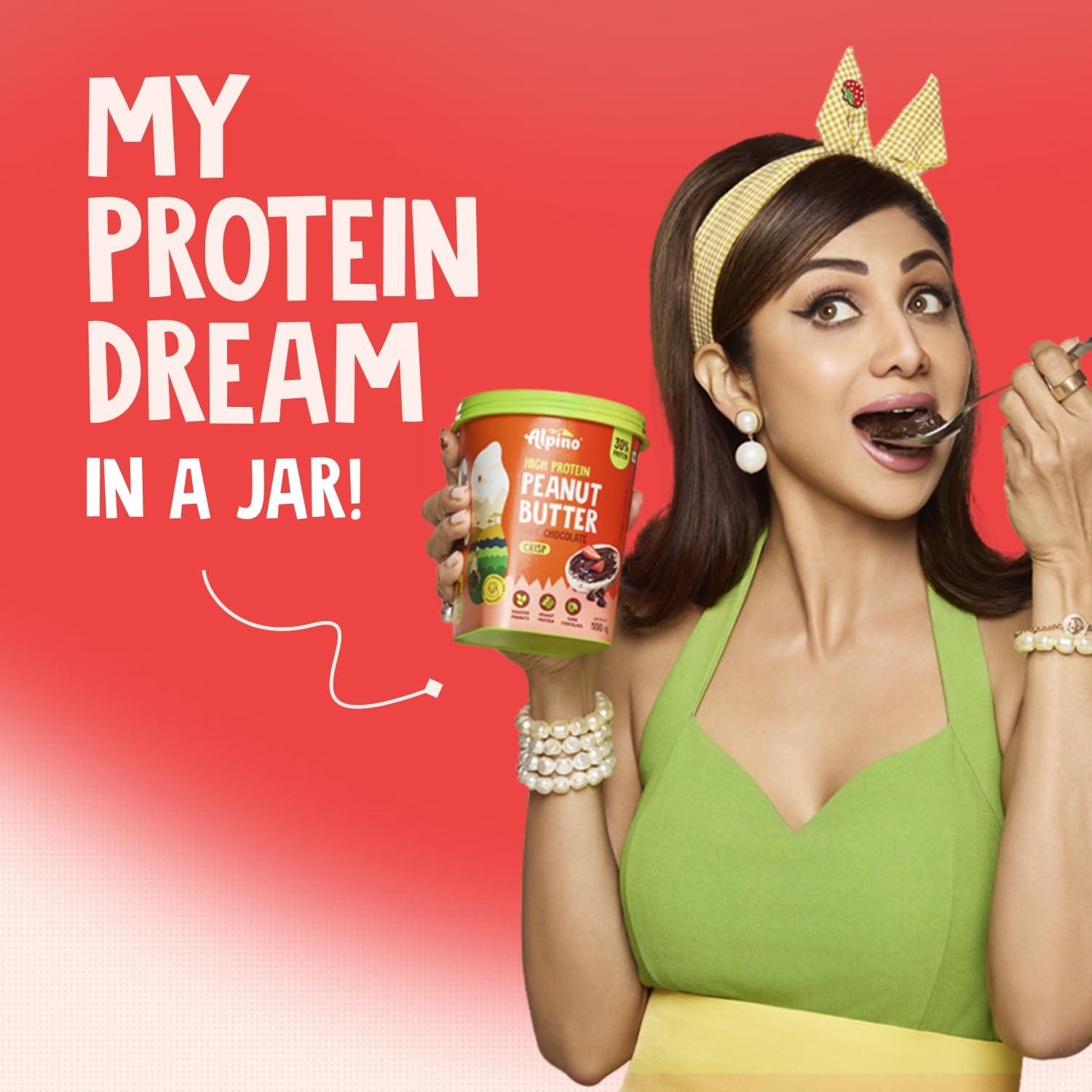 Alpino ALPINO High Protein Dark Chocolate Peanut Butter Crisp 1kg - Roasted Peanuts, Dark Chocolate, Whey Protein & Pea Protein 30g Protein, non-GMO, Gluten Free - High Protein Peanut Butter Crispy