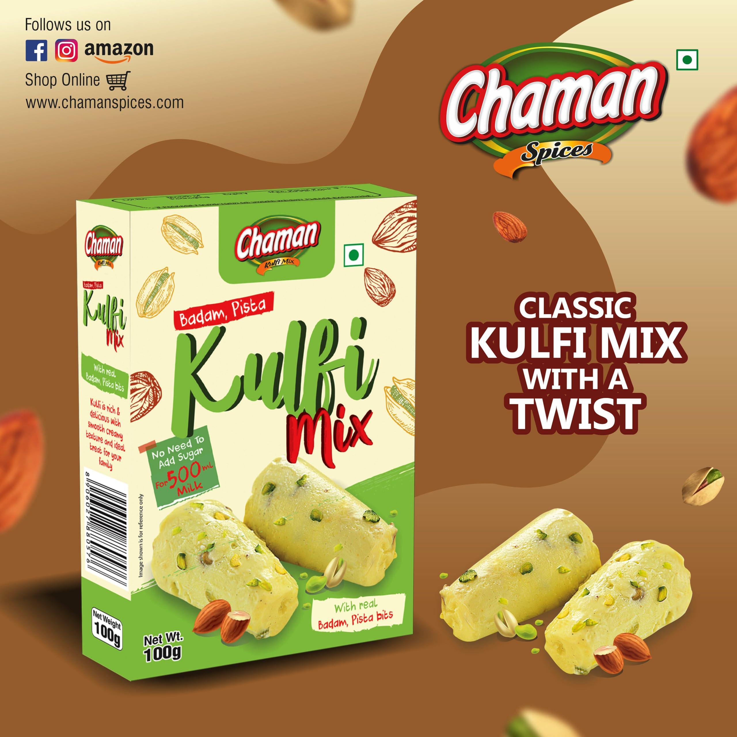 Chaman Chaman Instant Kulfi Powder Badam, Pista Mix 100G Ready To Cook(Pack Of 4)