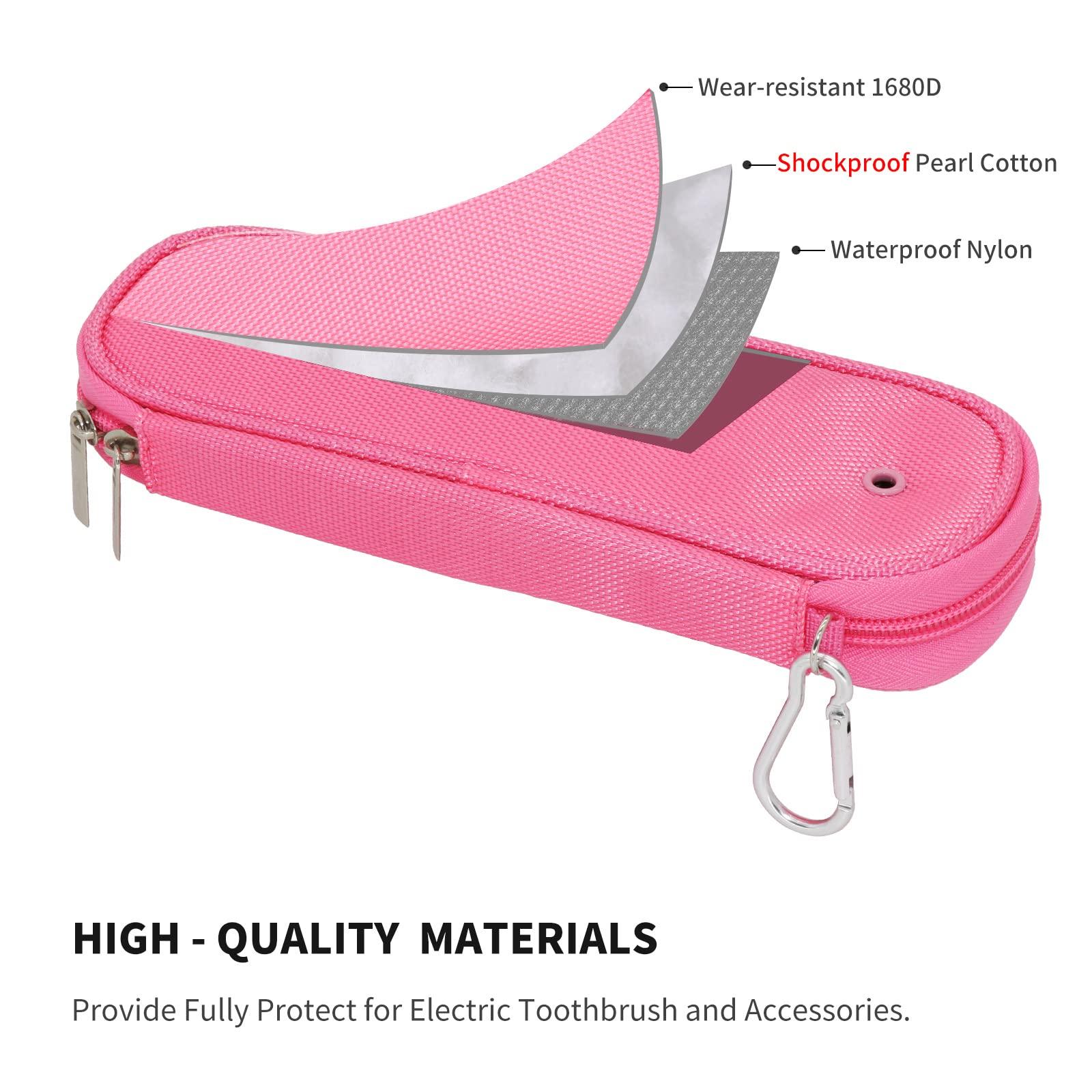 Mijibisu Toothbrush Travel Case for Oral-B Pro 500/600/650/1000/1500/2000/3000/3500/5500/Pro-Health ,Genius X Limited/6000/7000/7500/8000/9600,Smart 1500/3000/5000,Vitality Dual Clean.(Case Only) (Pink)