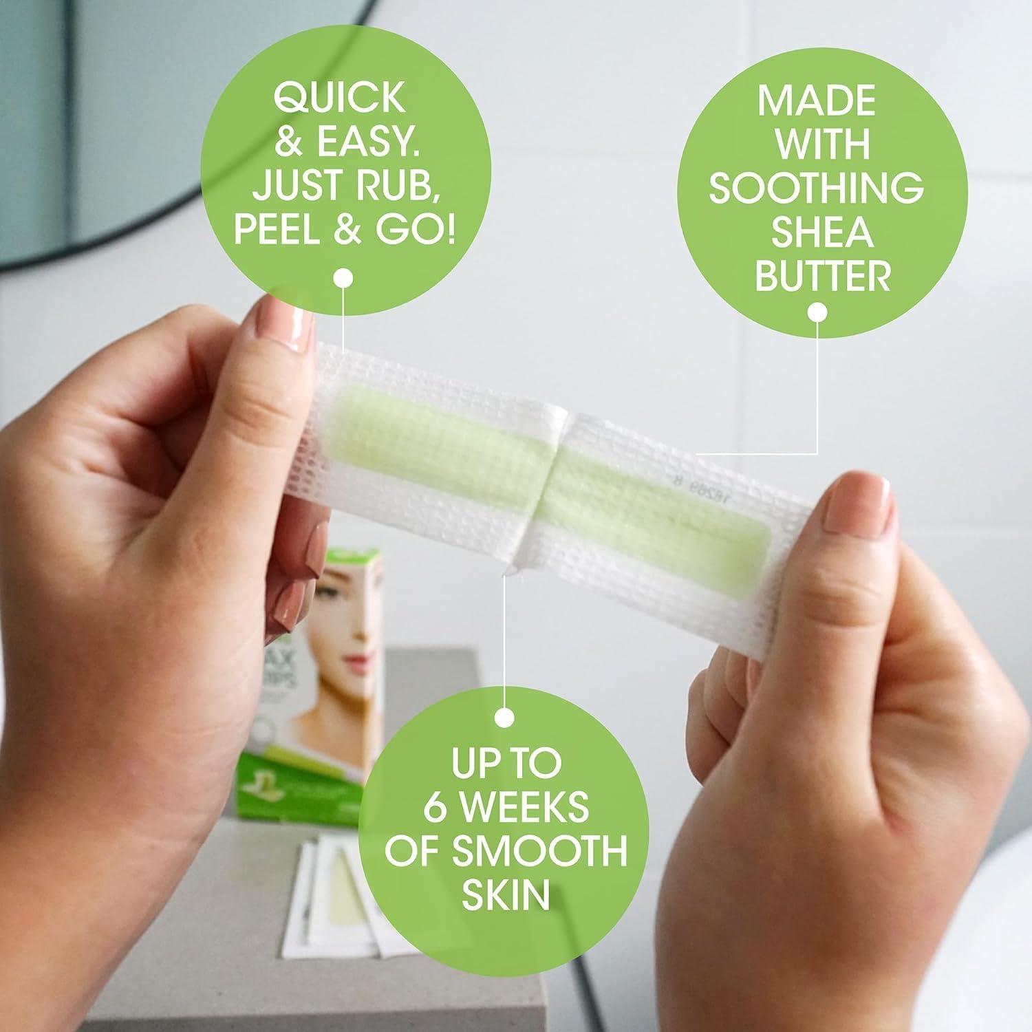 KNYUC MART KNYUC MART Hair Removal Waxing Strips for Eyebrows Face Upper Lip Chin Facial Wax Strips for For Legs,underarms (20 Strips +2 pcs finish wipes) (CHAMOMILE)