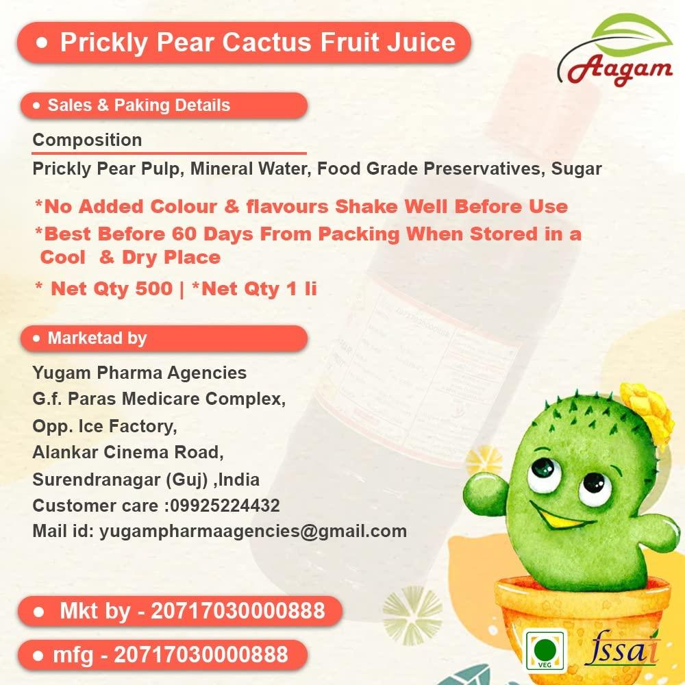 NEMI AAGAM Prickly Pear Cactus Fruit Juice Vitamin c with sugar free Findla Juice Natural juice With Hemoglobin Booster Healthy Juice(1000ml+)