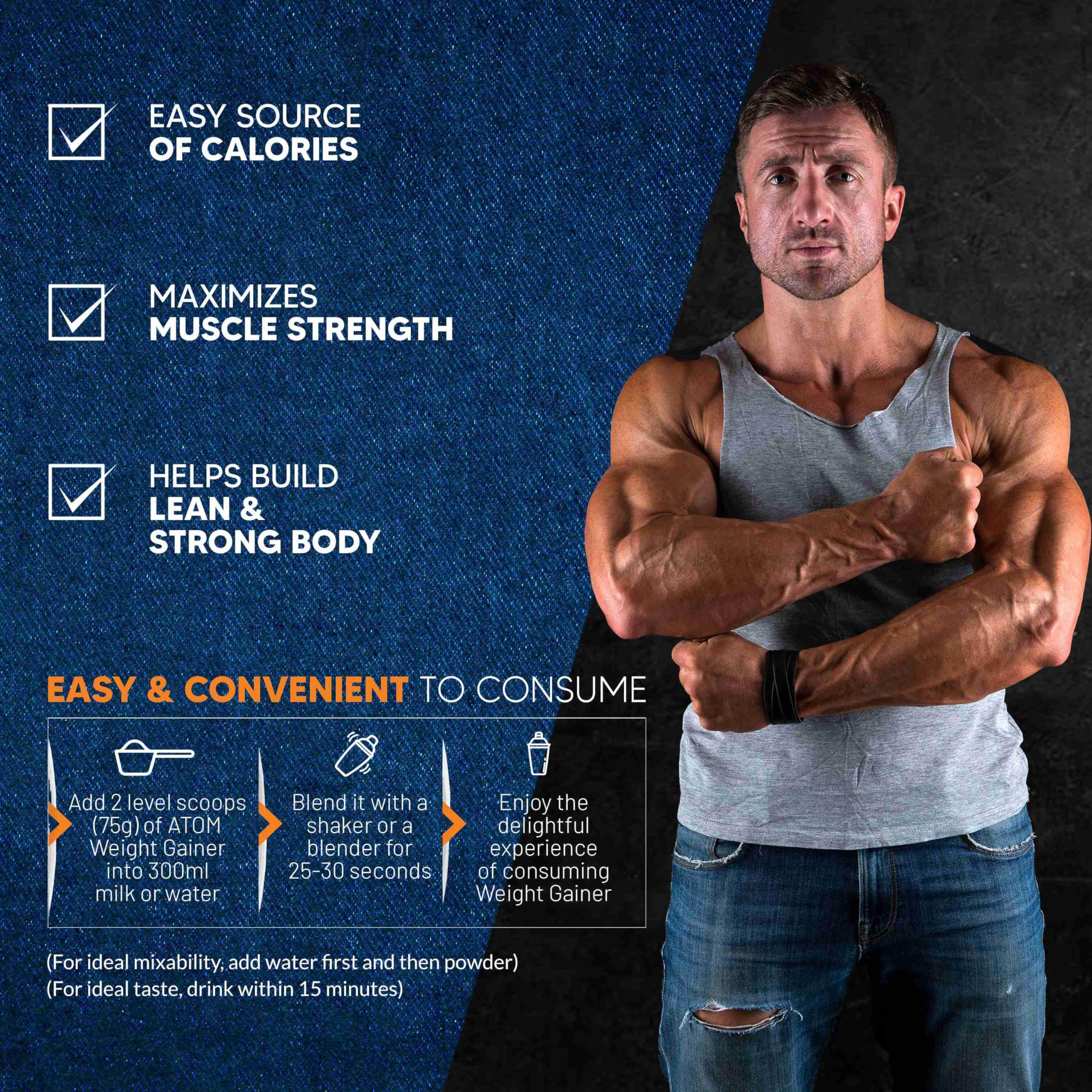 Asitis Nutrition Asitis Nutrition Atom Weight Gainer Powder 1Kg | 61.1G Carbs & 8.8G Proteins | Easy Source Of Weight-Gaining Calories | Boosts Workout Performance | Kesar Elaichi Flavor