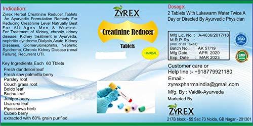 Zyrex Zyrex Creatinine Reducer Tablets-60 Tablets-An Ayurvedic Remedy That Reduces Creatinine Level Naturally It Has Other Multiple Health Benefits.