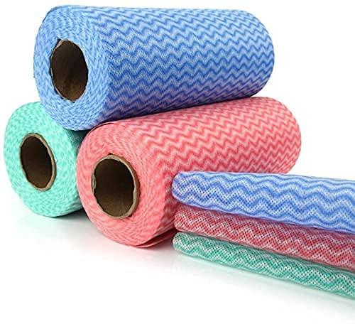 The Craft Store The Craft Store All Purpose 3 Ply Kitchen Roll Cleaning Wipes Washable & Quick-Dry Non-Woven Dish Towel, Dishcloths for Kitchen Cleaning, Super Absorbent Reusable Tissue Roll 80 Pulls/Roll Pack of 2
