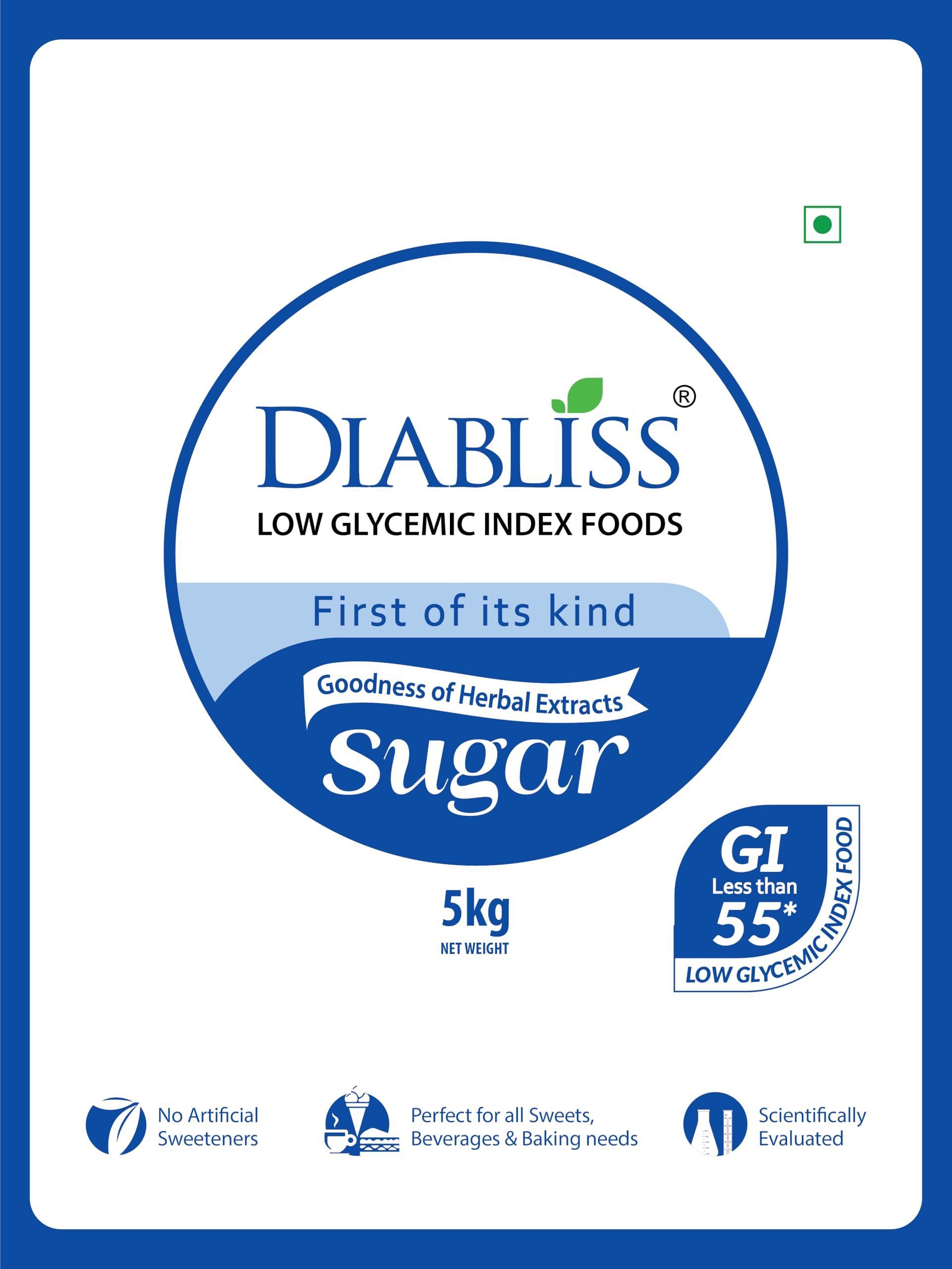 Diabliss Diabliss Diabetic Friendly Herbal Cane Sugar - Free from Chemicals Artificial Sweetener Natural Health and Wellness -LOW GI Sugar 5kg bag.