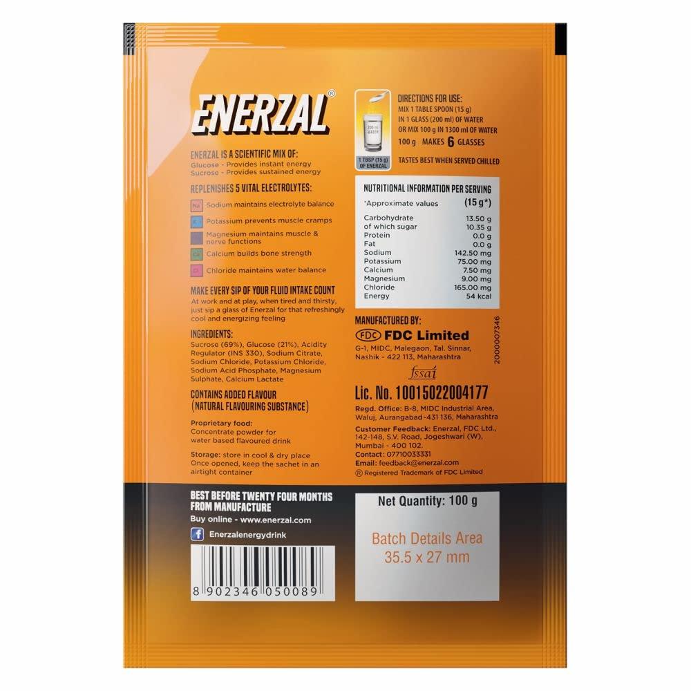 Enerzal Enerzal Energy Drink Powder Orange Flavour 100g : (Pouch Pack of 3)