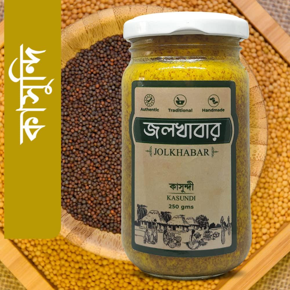 JOLKHABAR JOLKHABAR | Kasundi & Aam Kasundi Combo Pack - Original Bengali Kasundi - Original Bengali Kasundi & Aam Kasundi - Mustard Sauce n Mango Mustard Sauce - Grandmother's Recipe - 250gms X 2