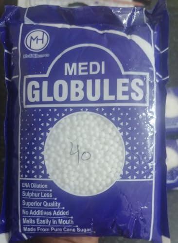 Medi Homoeo Medi Homoeo Sugar Globules Blank Pellets Plain Pills, Non-Medicated Pellets Pills | Sulphur Less Globules For Homeopathic Medicine (Size 40)