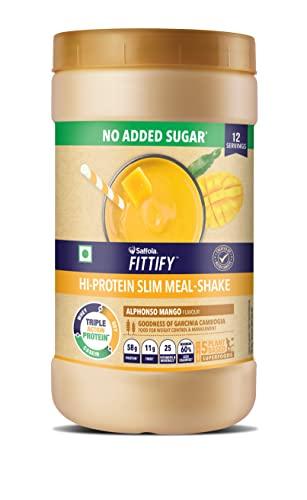 Saffola FITTIFY Gourmet Saffola FITTIFY Hi-Protein Slim Meal Replacement Shake, Alphonso Mango, 420 gm