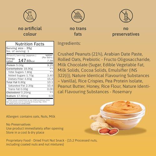 Phab Phab Peanut Butter 5g Protein Bar| Energy & nutrition | High Fibre & Gut-friendly | Sweetened with Honey,Trans Fat Free & No Preservatives | Loaded With 21% Nuts | Healthy & Tasty(Pack of 6 x 35g)