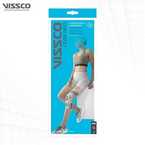 Vissco Vissco Neoprene Hinged Patella Knee Brace (Moderate Support), Knee Support for Pain Relief, Knee Injury Braces for Walking, Running, Gym, Workout - (CLOSED TYPE) - Small (Grey)