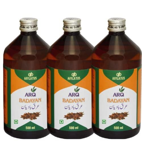 Afflatus Afflatus Arq Badyan (Arq-E Badiyan) For Gas, Heart Burn, Acidity & Constipation- 500Ml (Pack of 3, Liquid)
