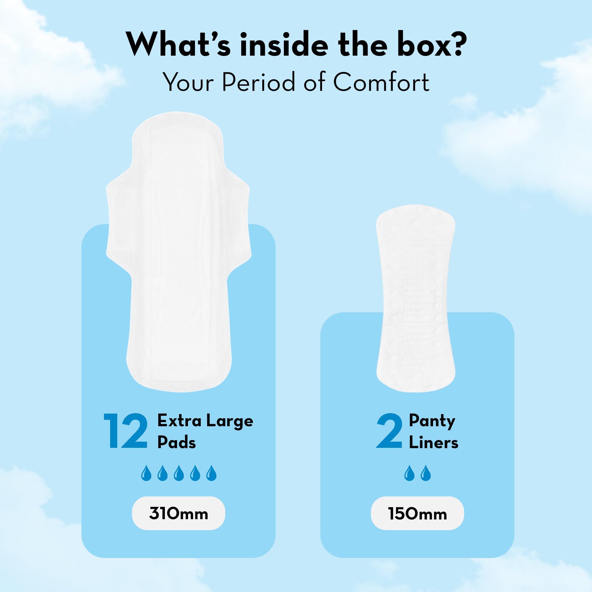 PLUSH Plush Ultra-Thin Sanitary Pads for Women, 12 XL Pcs- Pack of 2 | For Medium Flow | 2 Free Panty Liners | 100% Rash-Free | Pure U.S. Cotton Pads | Affordable Sanitary Pads