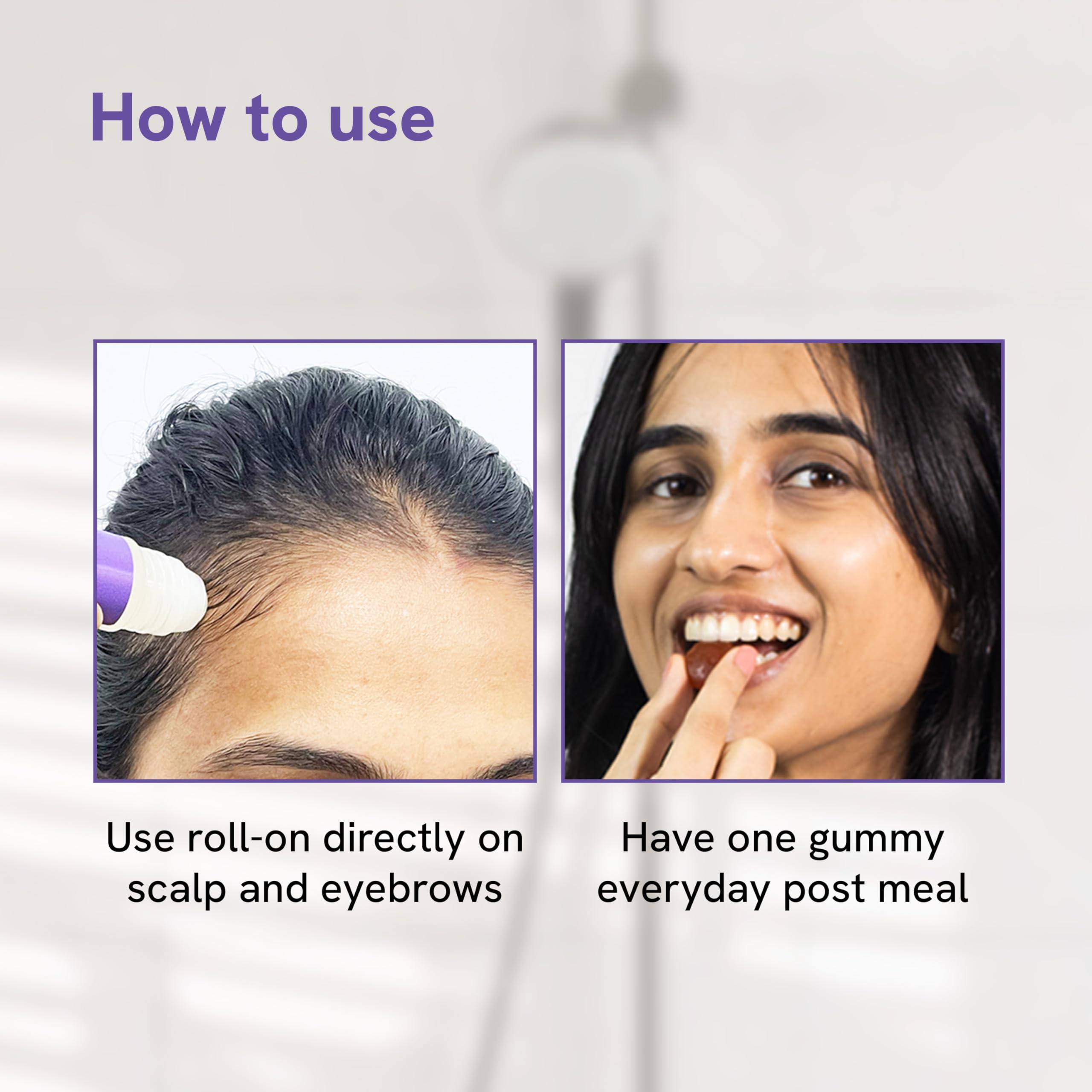 Be Bodywise Be Bodywise Hair Growth Pack, 30 Day Pack, Biotin Hair Gummies (30 Gummies) & Rosemary Hair Growth Serum (Roll-On) 30Ml, For Hair Fall & Hair Thinning - Grams