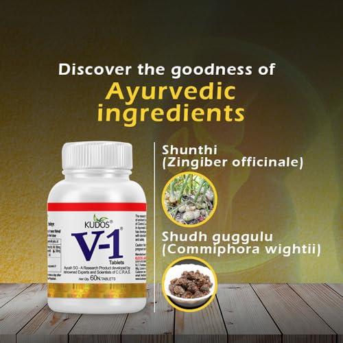 KUDOS AYURVEDA Kudos Ayurveda V1 Tablet with Jointment Gel | 60 Tablets + 90gm Gel | Pack of 2 each