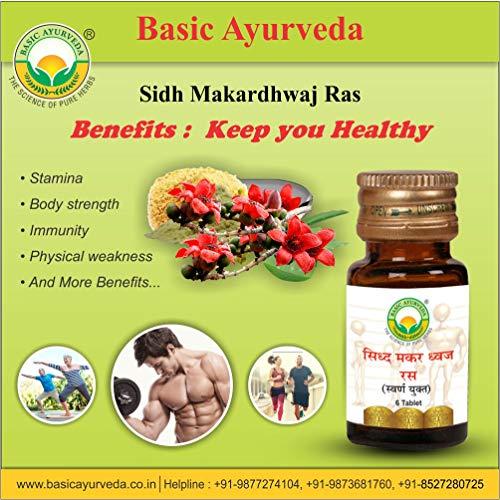 BASIC AYURVEDA BASIC AYURVEDA Sidh Makardhwaj Ras With Gold & Pearl 12 Tablets | Ayurvedic Supplements For General Weakness