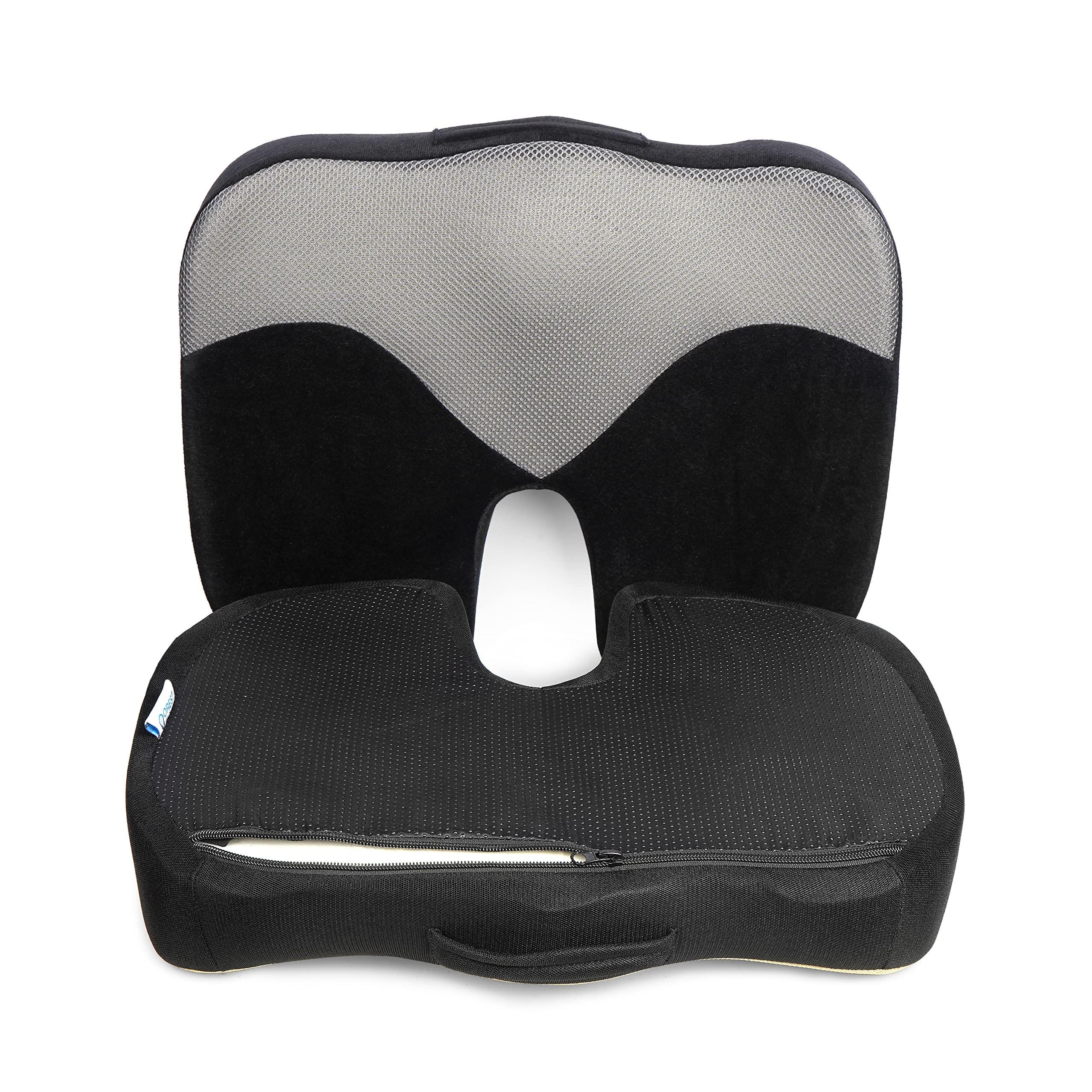 BIG-BEN BIG-BEN OREST Donut Pillow/Tailbone Pain Relief/Comfort PU Foam/Sciatica/Orthopedic/Hemorrhoids for Sitting (Up to 100 Kg: Standard) (Black & Grey PU Foam, Up to 100 Kg: Standard)