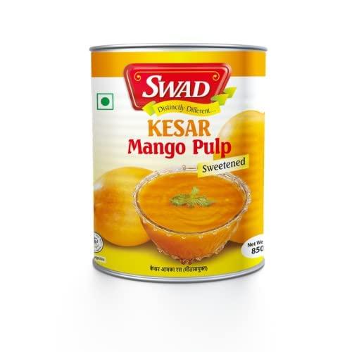 Swad Swad Kesar Mango Pulp Sweetened, 850g