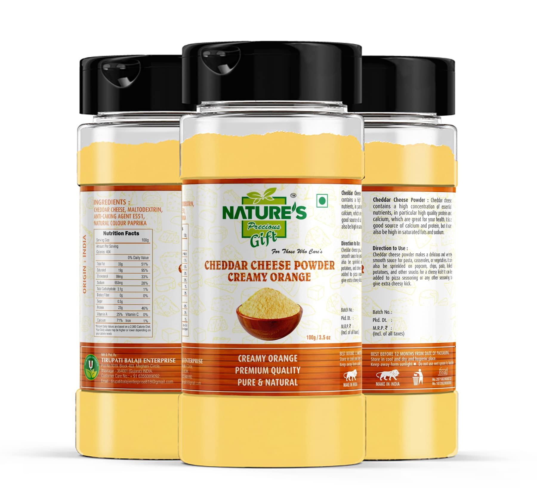 NATURE'S Precious Gift NATURE'S Precious Gift - Tomato Powder, Cheddar Cheese Powder, Cheese Powder(Milky) & Cheddar Cheese Powder(Orange) - 100 gm Each Spice Jar