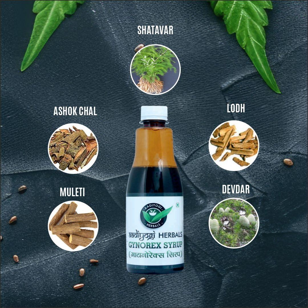 Aadiyogi Wellness Pvt Ltd Aadiyogi Herbals Gynorex Syrup for Women\'s Health - 500ml | Hormonal Balance & Wellness Support Syrup
