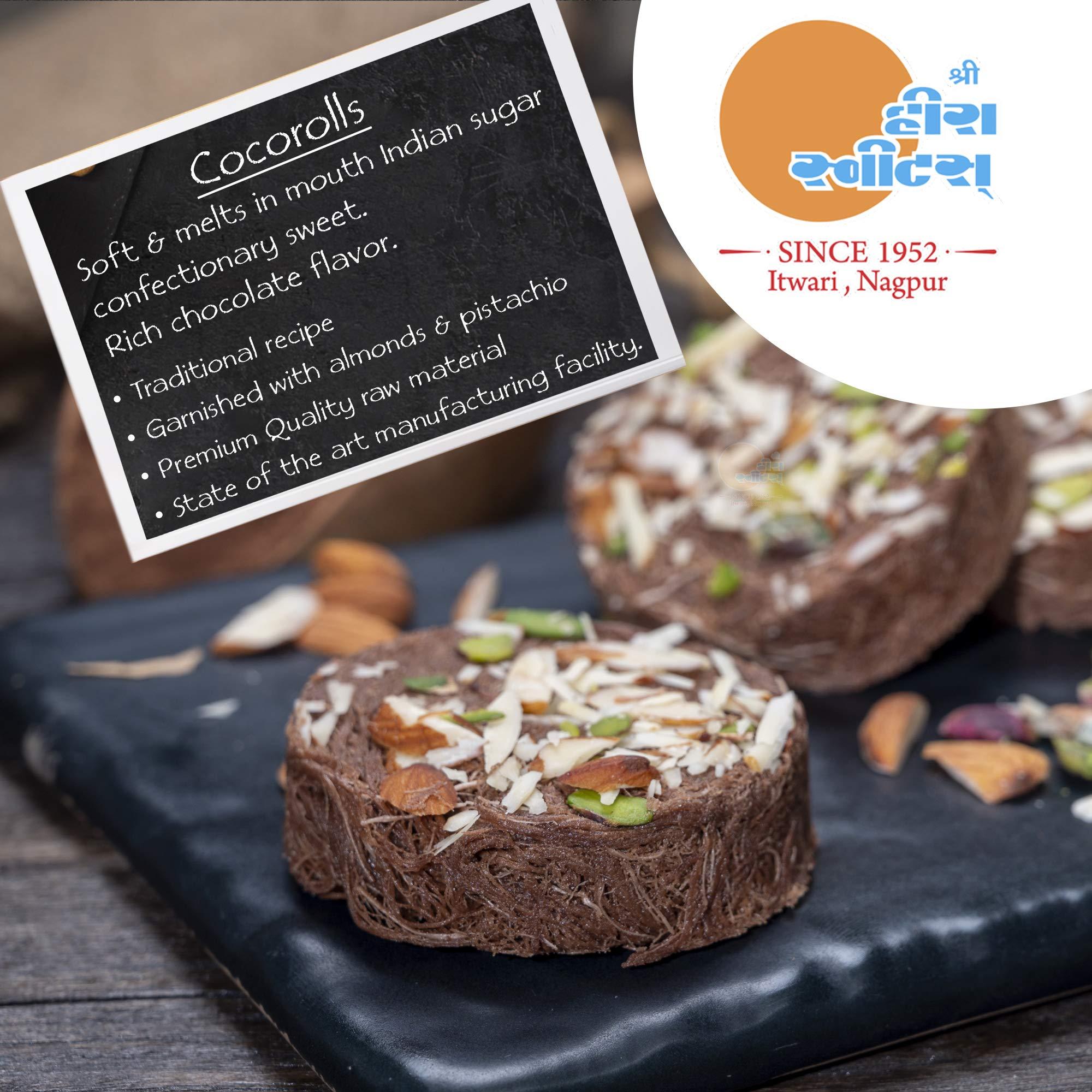 Bhagat's Bhagat\'s Heera Sweets SonRoll Chocolate Flavoured | Son roll Box 250 Gram Original Delicious Son Roll with Almonds and Pistachio Garnished | Soft Flaky Sweets Mithai Box Chocolate Sonroll | Preservatives Free (Pack of 4)