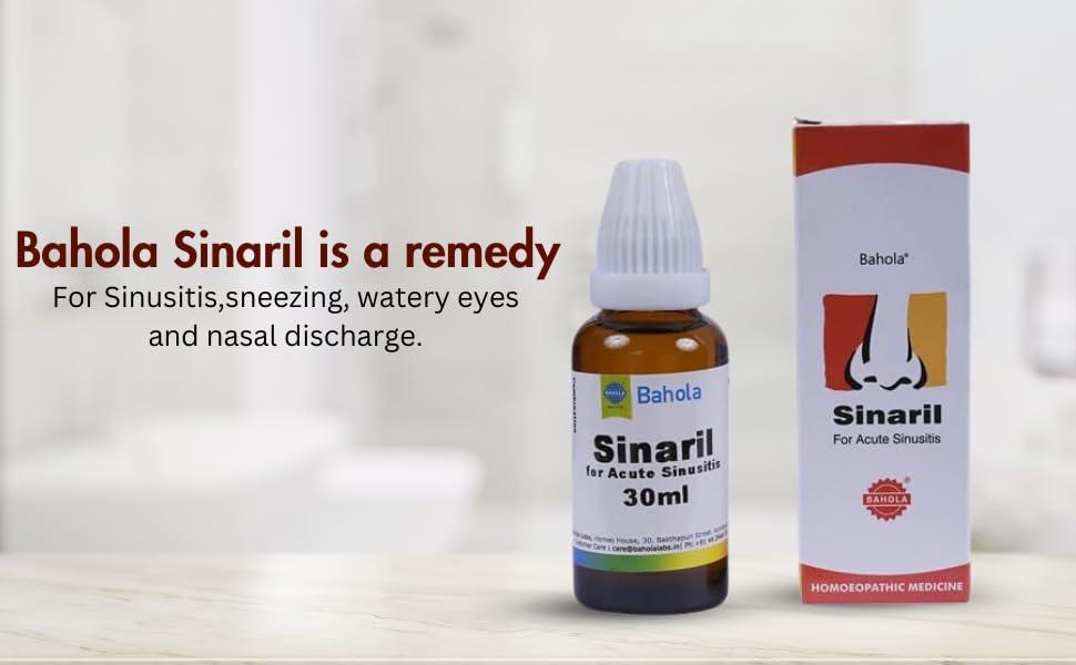 Bahola Bahola Sinaril 30ml Drops | Remedy for Sinusitis | Reduces Nasal Discharge | Alleviates Stuffy Nose|Reduces Post-Nasal Drip| Alleviates Cough| Alleviates Headache | Does Not Cause Drowsiness,Pack of 1
