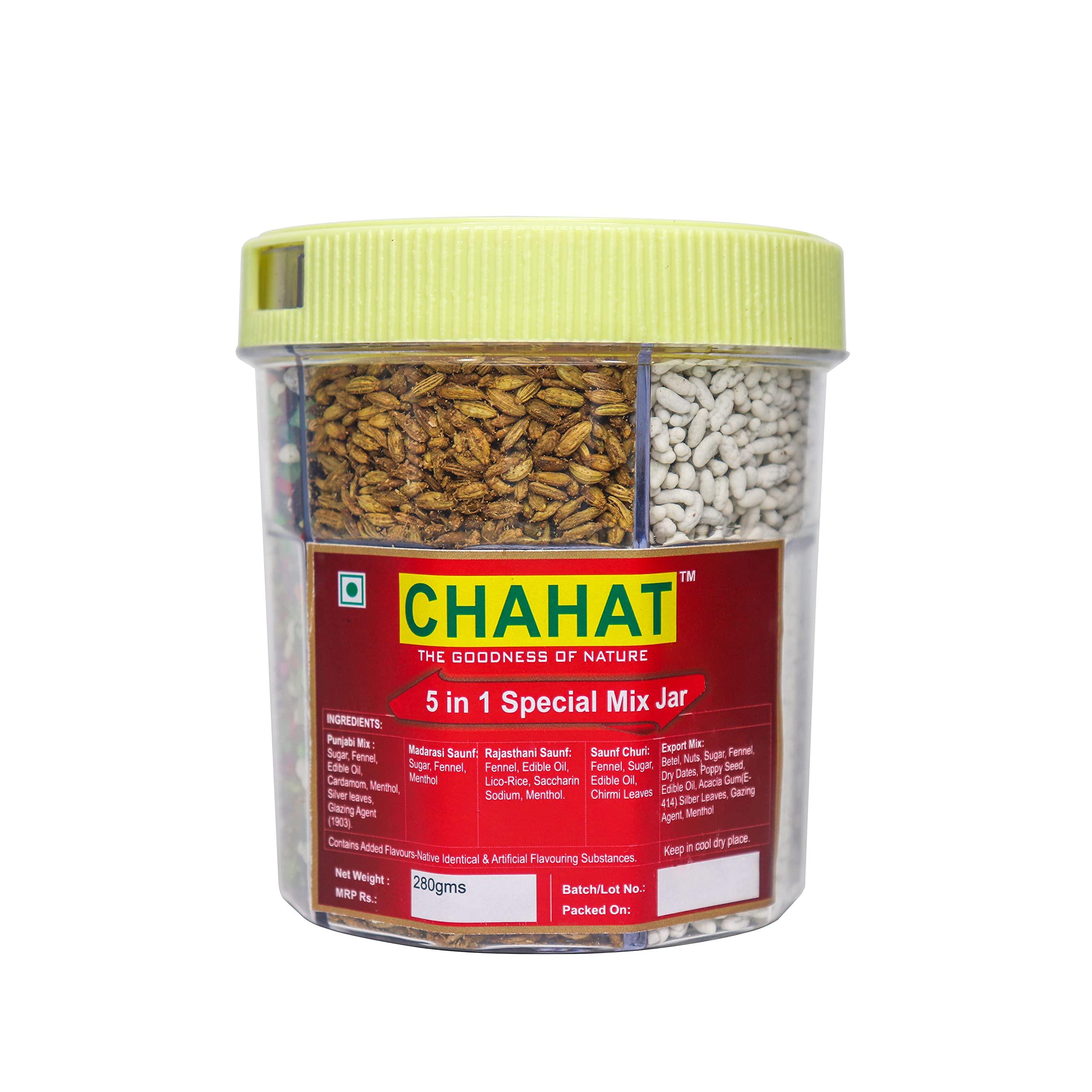 Chahat Chahat 5 in 1 Mix Mouth Freshener Sweet Fennel Seeds Mukhwas (Special Digestive Treat) After Meal Digestive Seeds