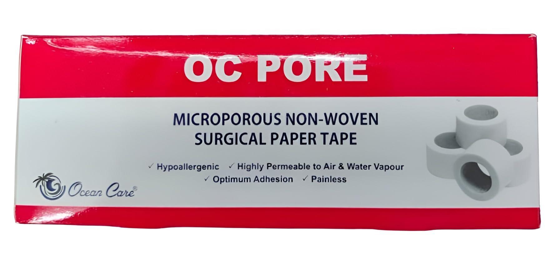 Ocean Care OC PORE Microporous Non-Woven Surgical Paper Tape | Pack of 1 | Size : (25 mm (1 inch) * 12 Rolls)