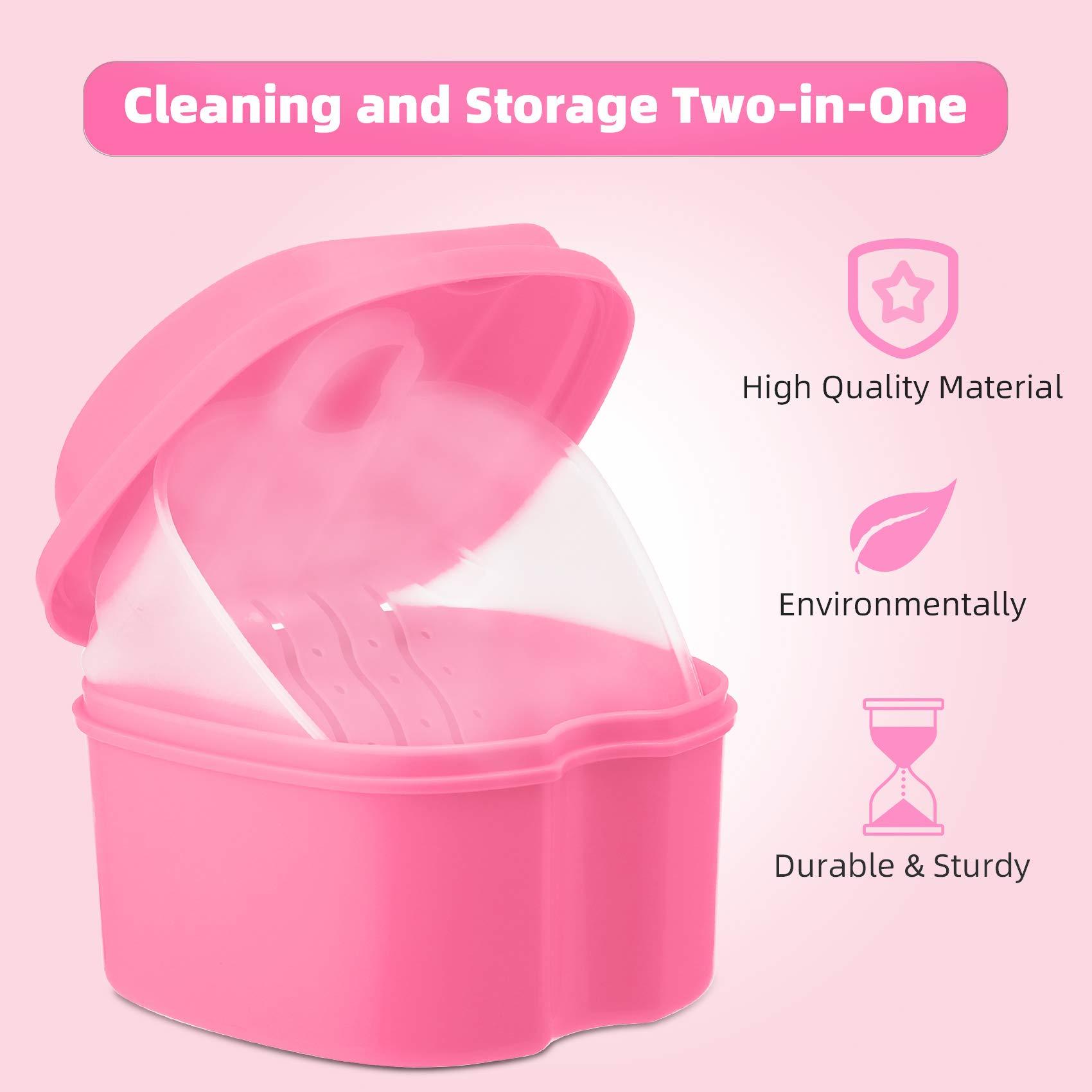 Annhua Annhua Denture Retainer Container Case Cleaning,Denture Bath Box False Teeth Storage Box - Leak Proof and Lid Waterproof