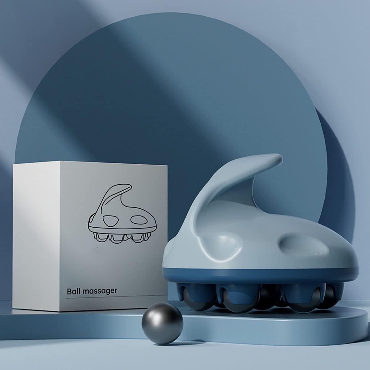 WE-CEF WE-CEF Roller Ball Massager, Stainless Steel Ball Bead Body Dredging Muscle Pain Relief Relax Massage Tool Muscle Roller Massager Circular Muscle Roller for Leg Neck Hand Arm Muscle(Blue)