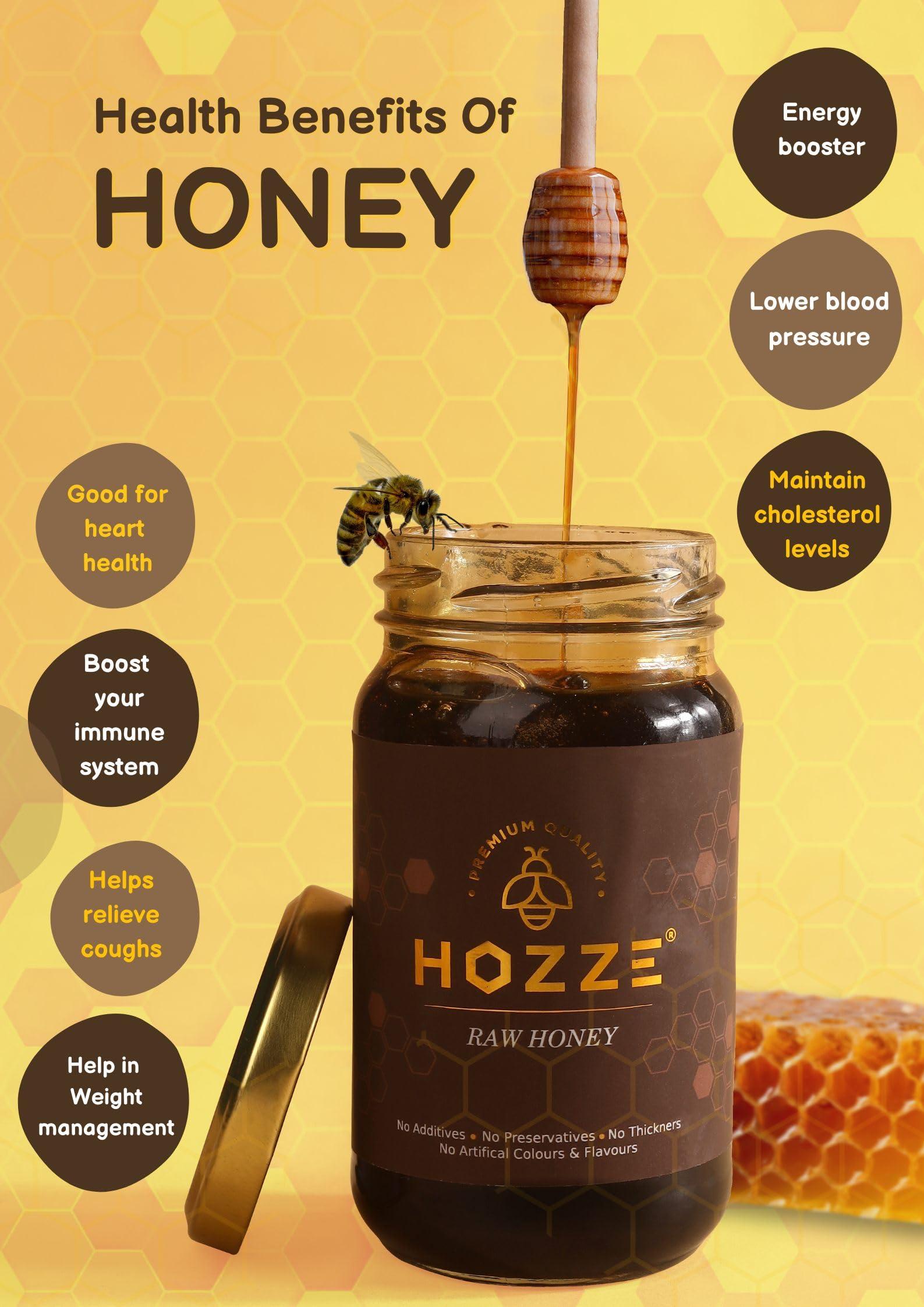 Hozze Hozze Raw Honey - 100% Pure Honey, Natural Honey, Zero Adulteration, No Additive, No Preservative, No Thickness, No Artificial Colour & Flavour - 250 Gram (Pack of 1)