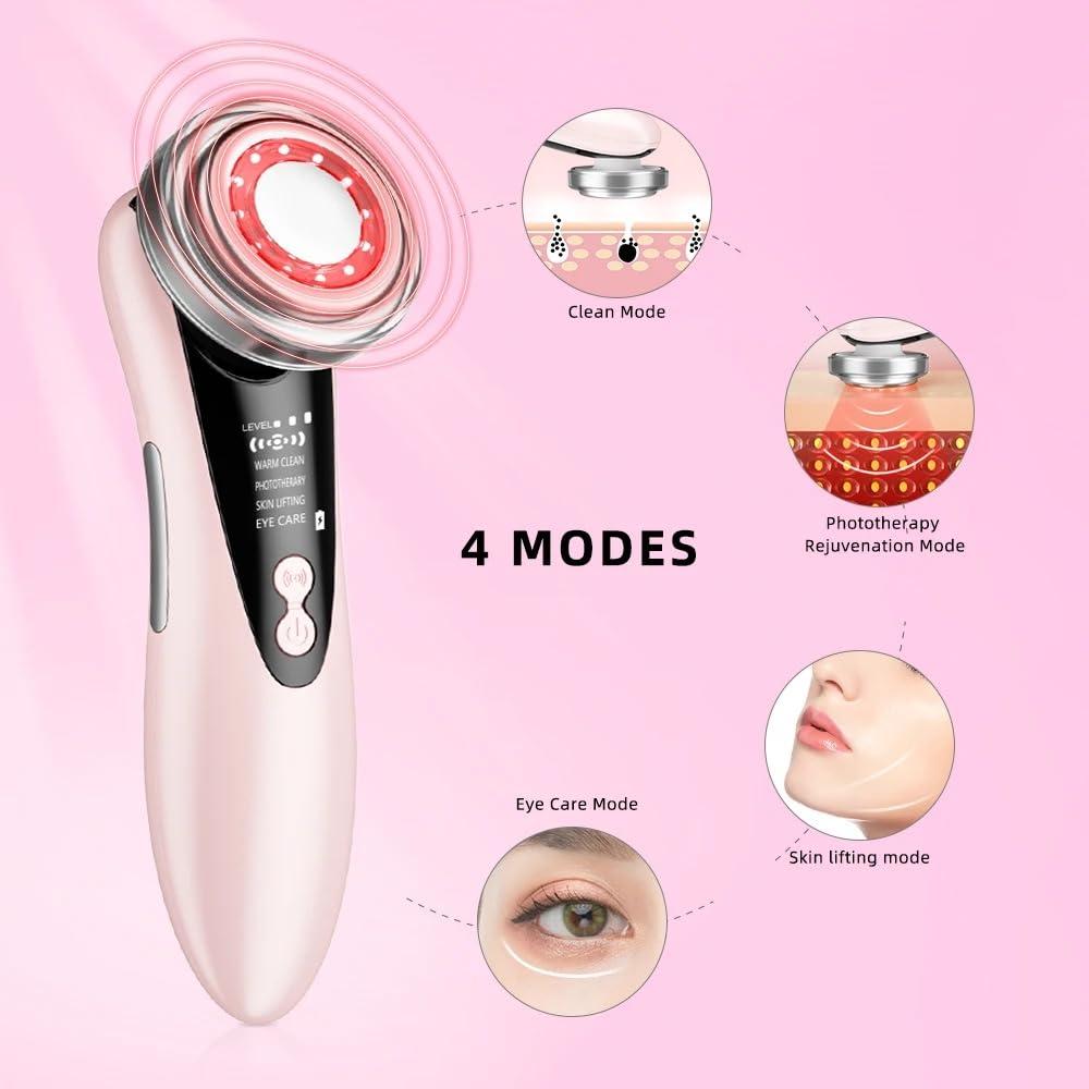 S A ENTERPRISE , India 5 In 1 Face Lifting Skin Rejuvenation Massager Red Blue Light Photon Therapy Eye Care Facial Cleaning Beauty Device